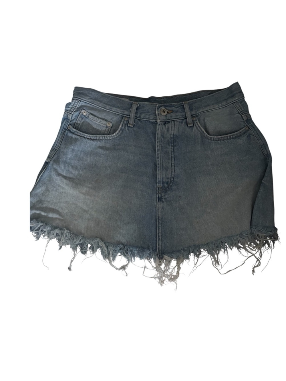 Zara Faded Blue Frayed Hem Denim Shorts size M